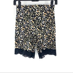 Leopard Cheetah Print Biker Shorts with Lace